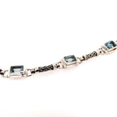 Sterling Silver Bracelet with Blue Topazes- 7.5 Inches